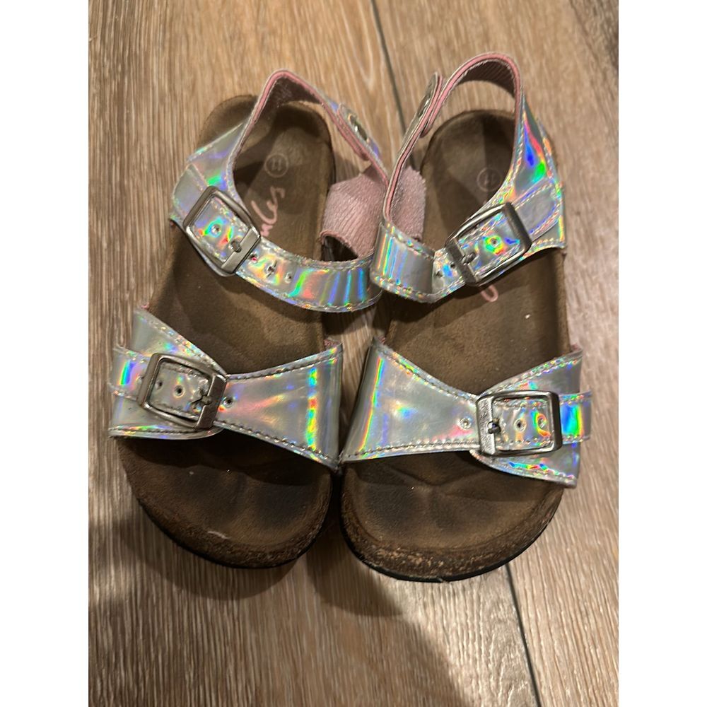 Joules girl sandals iridescent silver sz 11‎